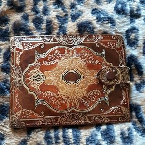 Beautiful Leather Gold Foil Tribal Stamped Wallet